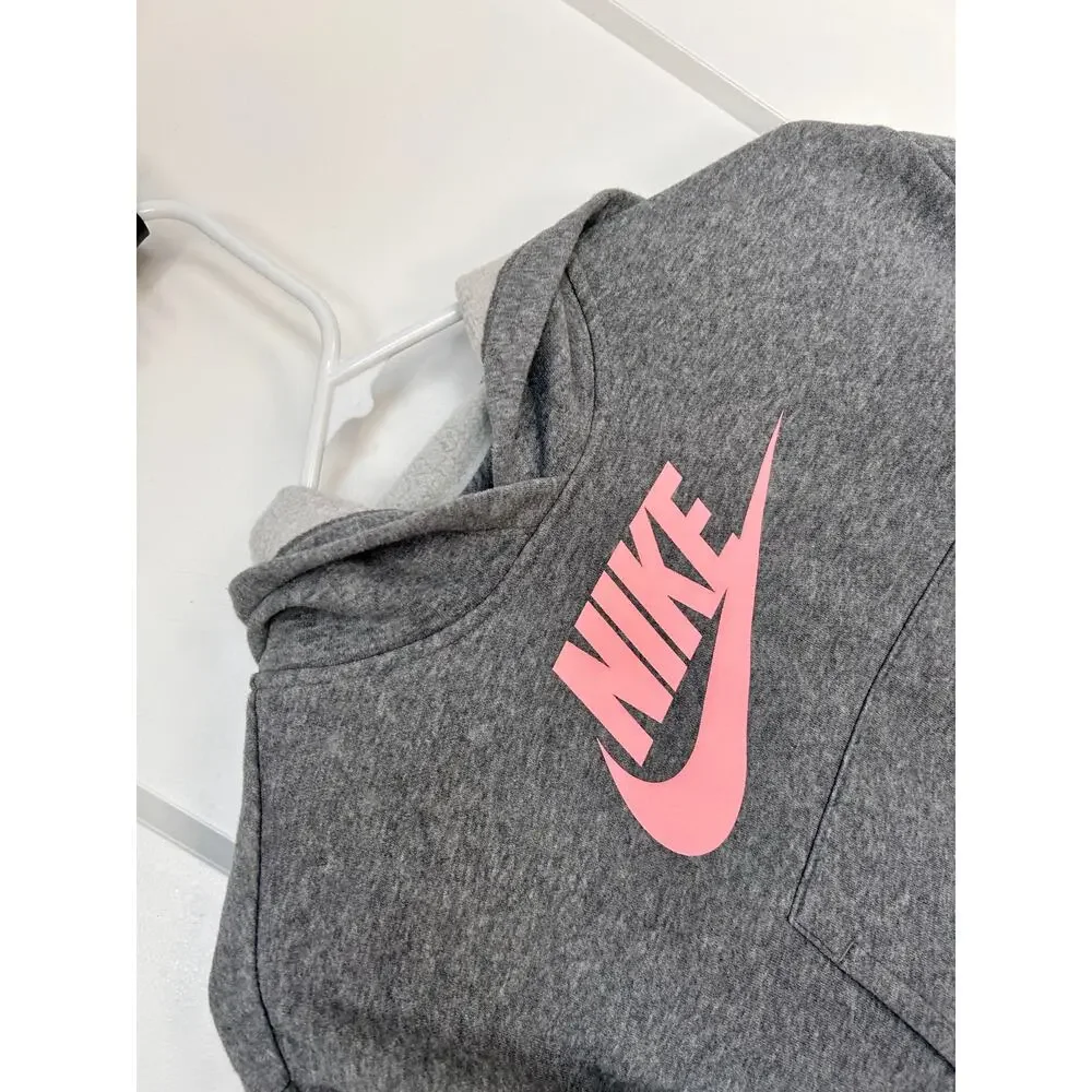 Nike Kids Standard Fit‎ Club Fleece High-Low Pullover Hoodie Gray Size Medium